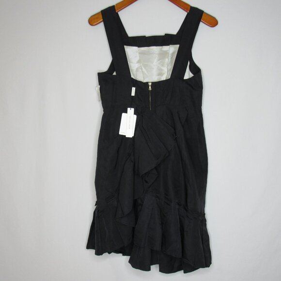 Marc Jacobs Black Linen Silk with Ruffles Cocktail Dress New NWT Women's 8 - Picture 9 of 10